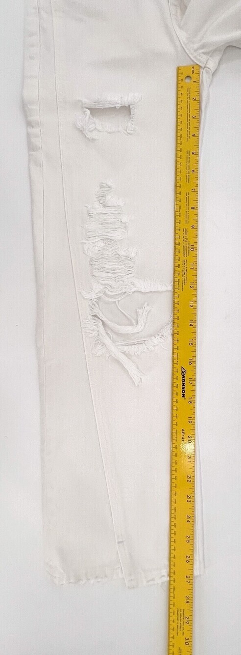 NEW Frame Jeans Womens 24 White Denim Distressed Ripped Mini Slit Le Jane Crop - Picture 6 of 15